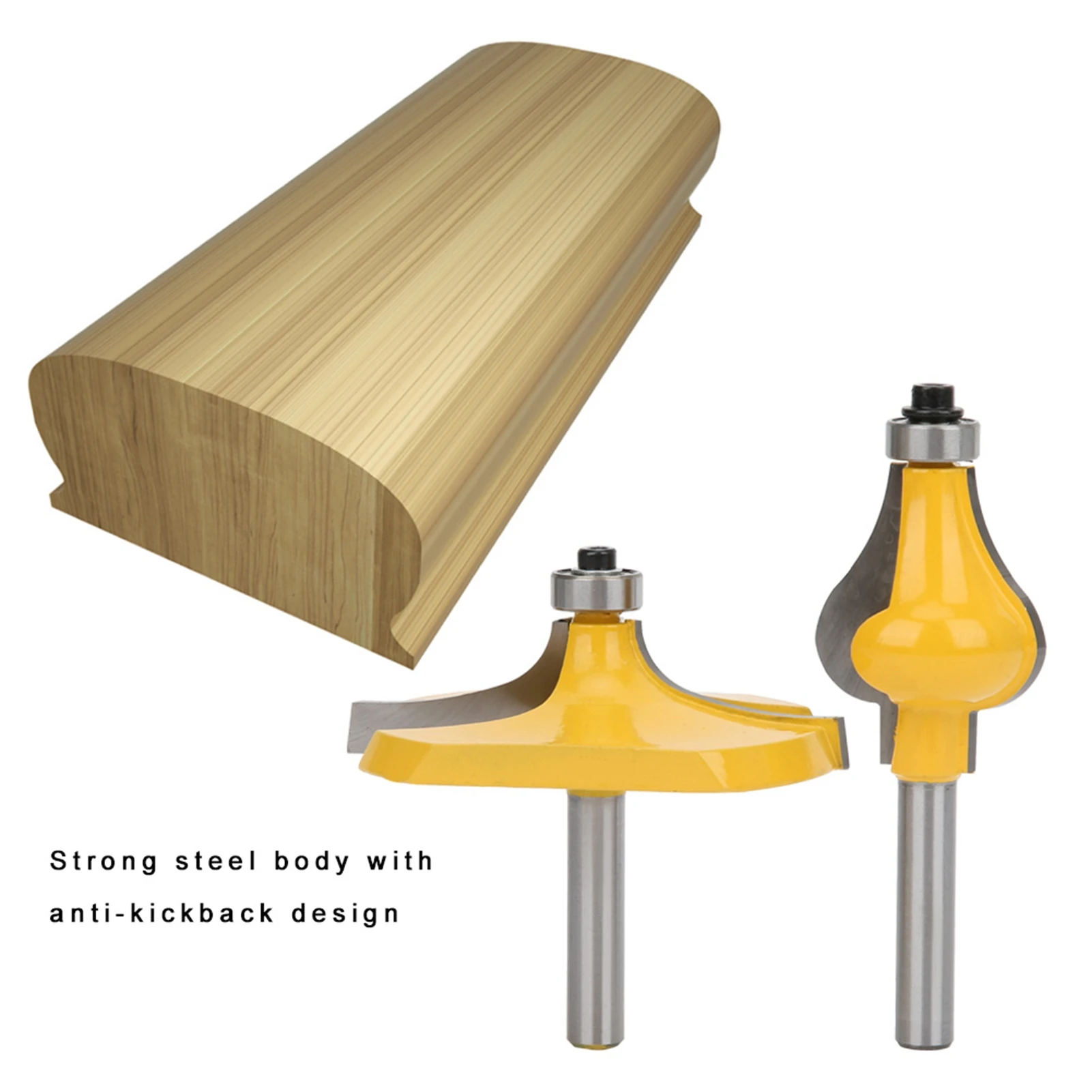 

2Pcs 8Mm Shank Armrest Handrail Router Bit Set With Bearing Woodworking Milling Cutter For Diy Woodworking