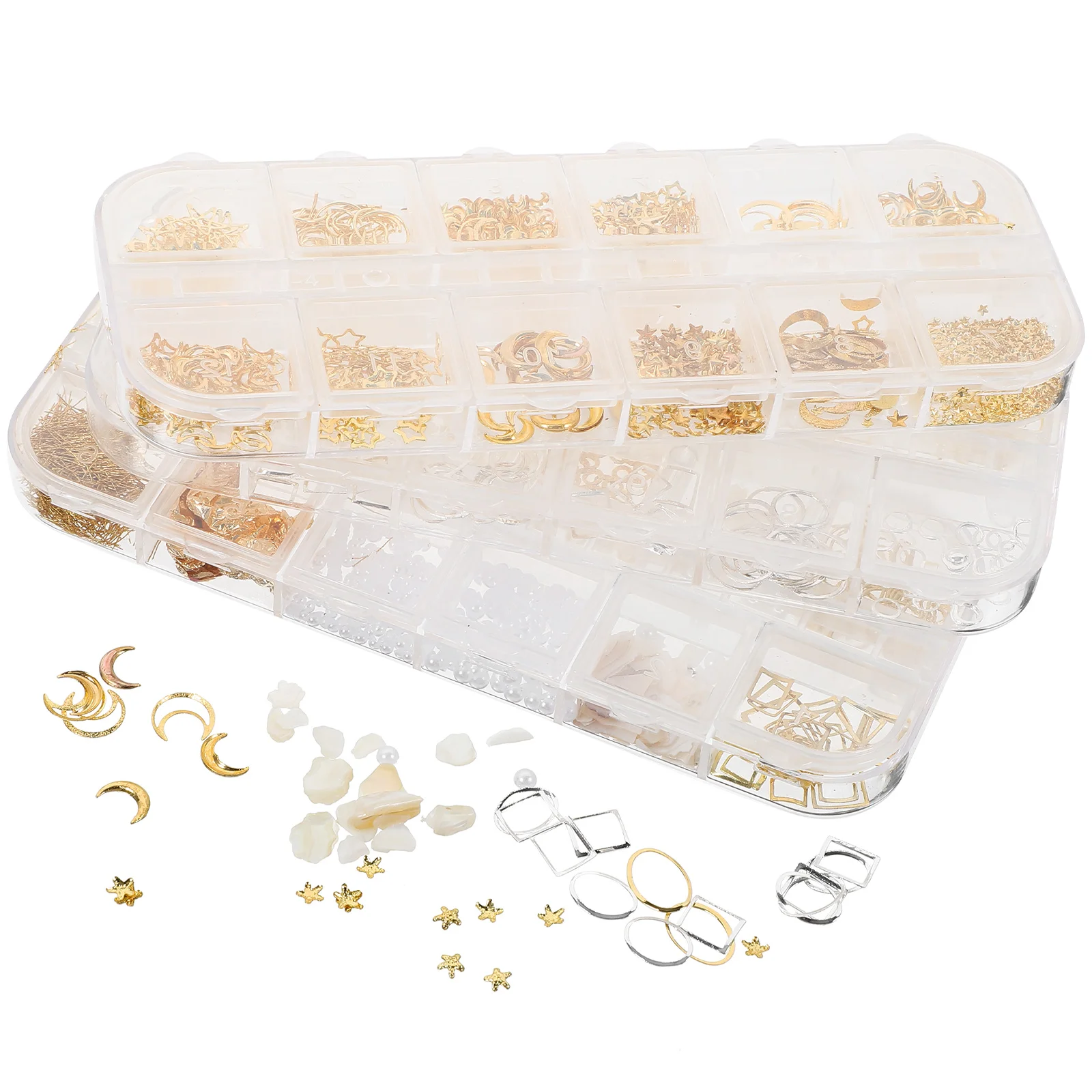 

3 Boxes Epoxy Enclosure DIY Accessories Resin Jewelry Alloy Fillers Chips Shell Supply Filling Kit