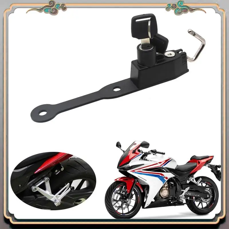Fechadura lateral para capacete de motocicleta, segurança antifurto preta com 2 chaves para honda cb750 hornet 23- cbr400r cbr500r cbr650f cb650f