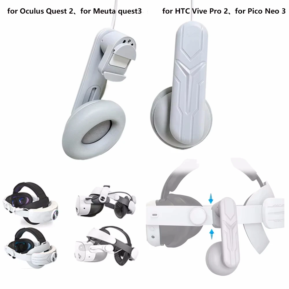 

For Meta Quest 3 Headset Clip-on Headphones Comfortable Sound Enhancer White For Quest 2 VR Headsets Game Earphones Accessories