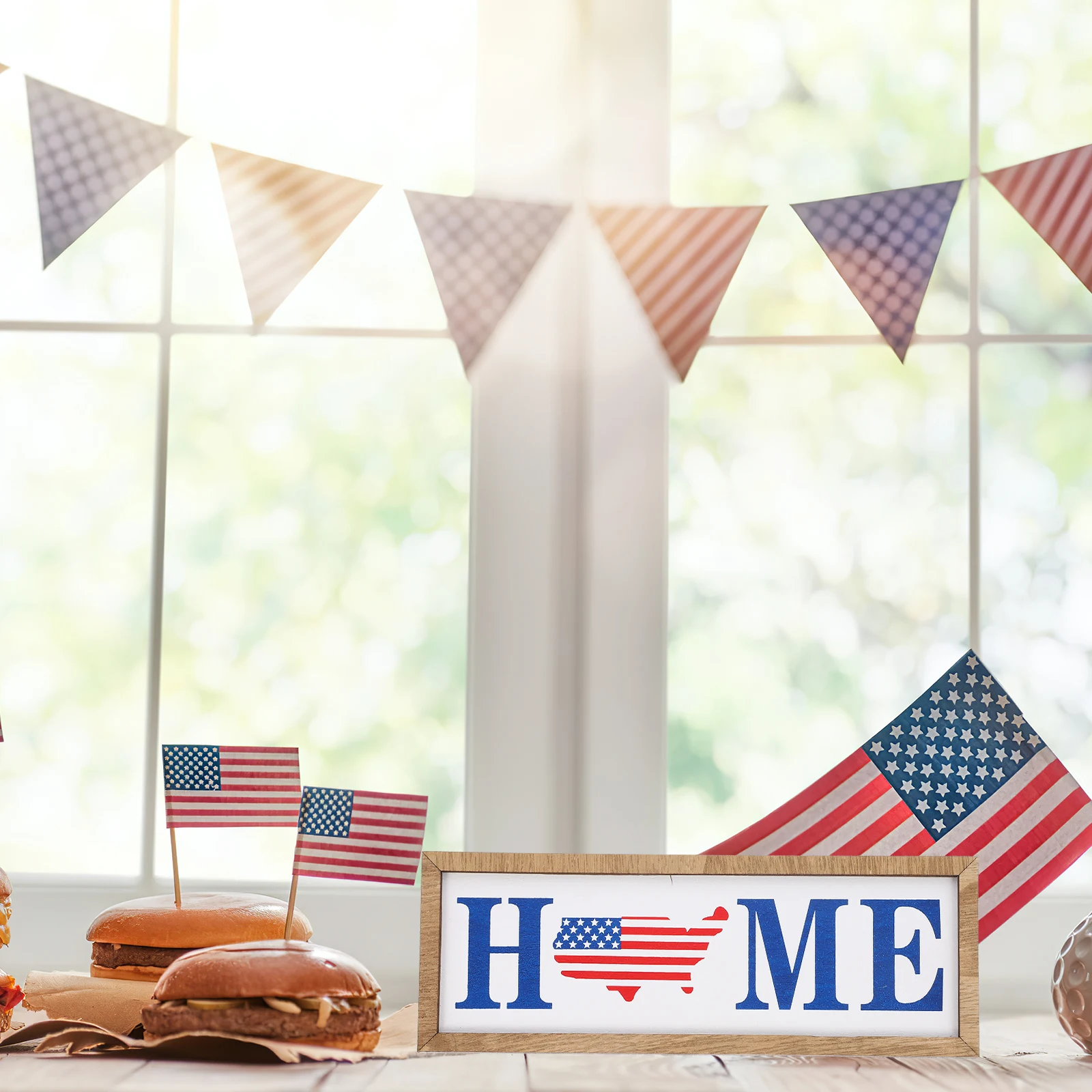 

Wooden Sign Ornaments Decorations Patriotic Table Fourth of July Door Signage American Independence Day