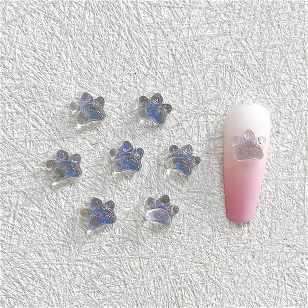 20 sztuk japońskie Kawaii brokat Cat Claw Nail Art Charms przezroczyste żywiczne ozdoby do paznokci dżetów DIY akcesoria do Manicure