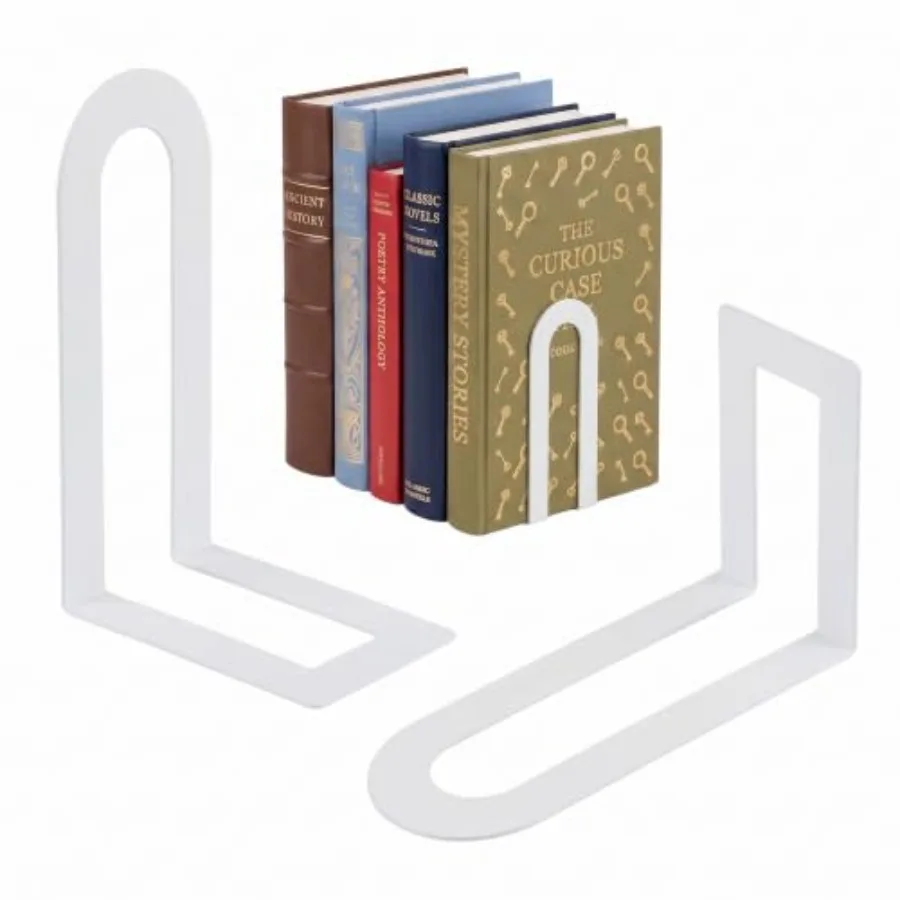 2 Pcs Metal Bookends Modern Book Ends Decorative Bookend for Home Office Library Desk Book Shelves Decor, Gifts for Reading Ent