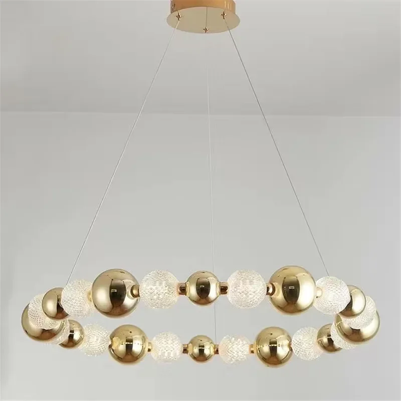 

Minimalist metal ball restaurant pendant light creative necklace living room bedroom hotel pendant light
