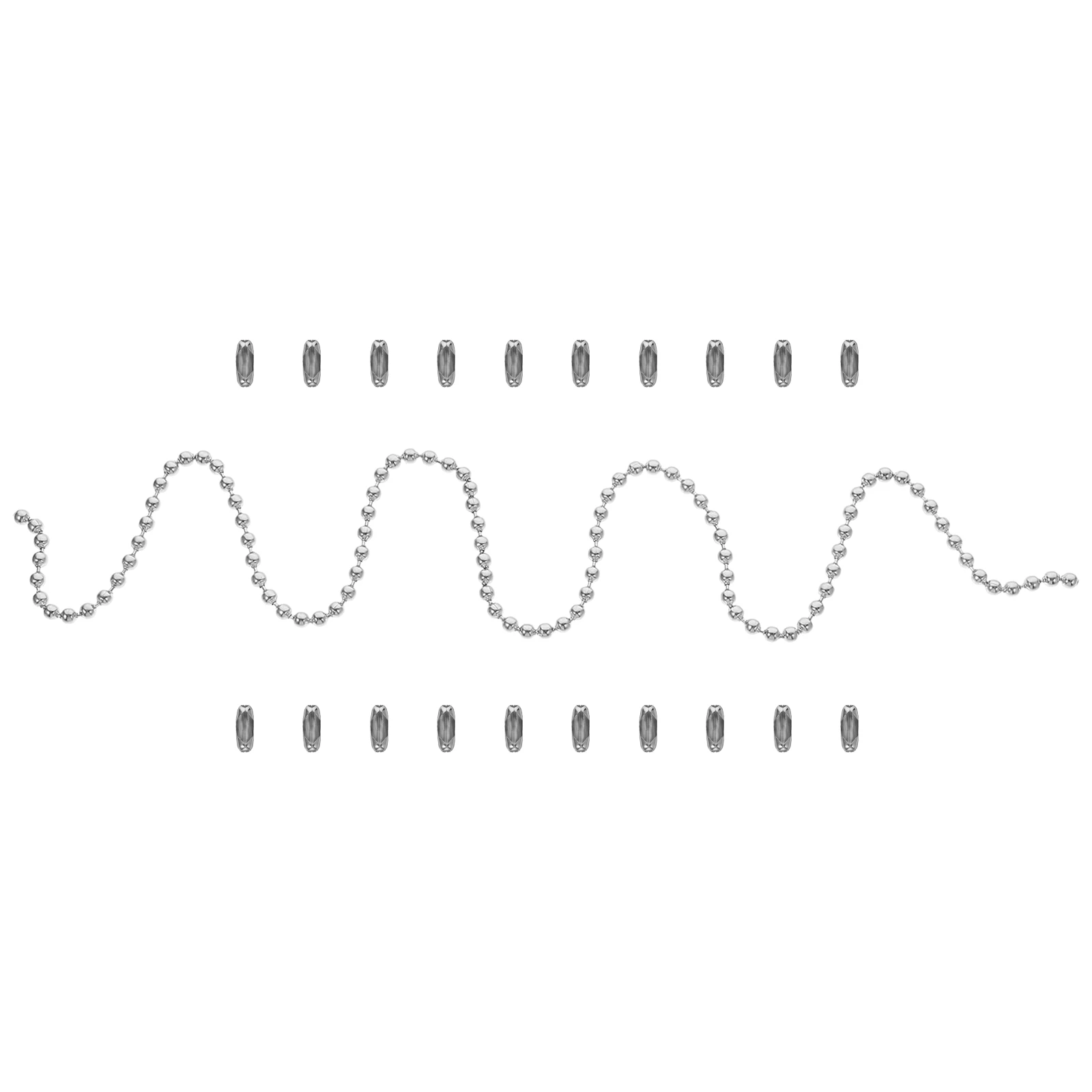 

1Set Pull Chain Extension Silver Beaded Ceiling Fan Light Switch Includes 20 Connectors Replacement Accessories