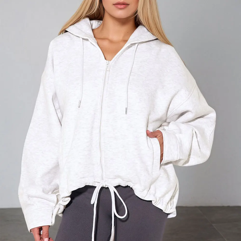 

Новая женская повседневная спортивная одежда с капюшоном на молнии, вязаная однотонная толстовка, куртка в европейском стиле, мода