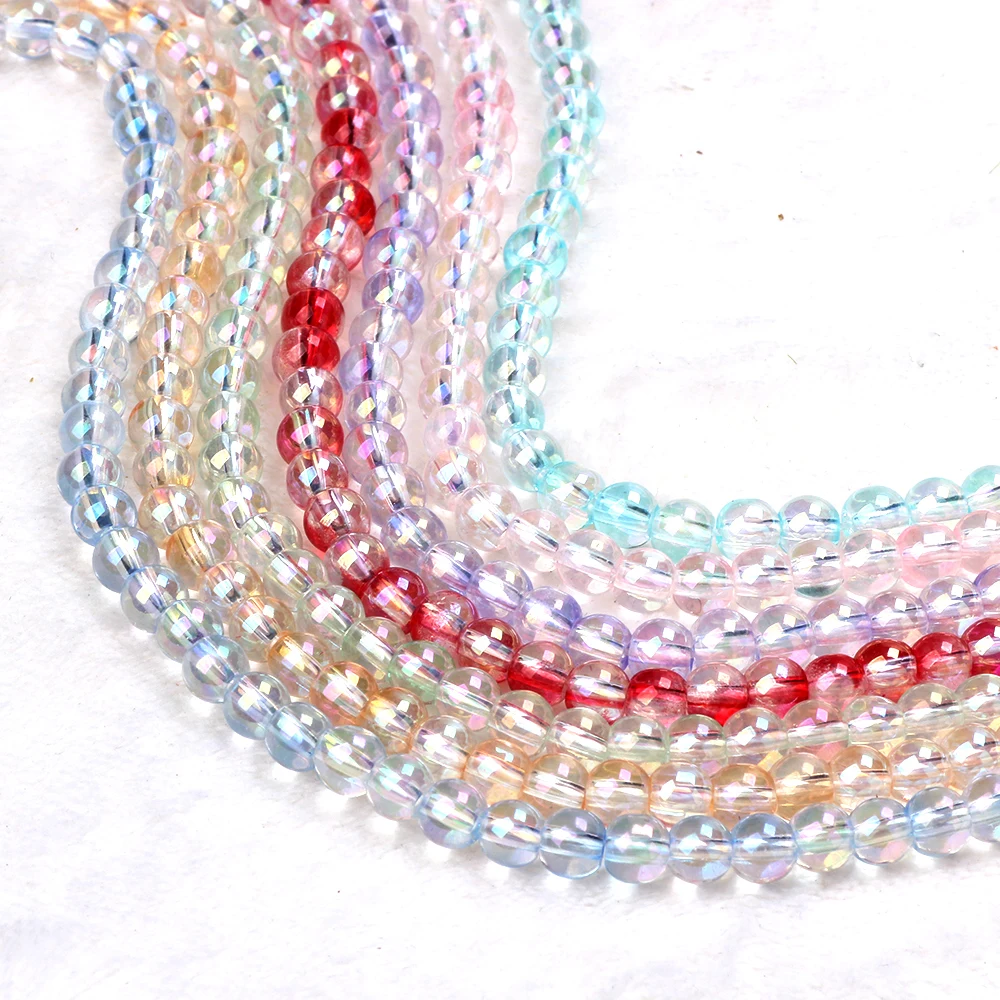 4MM/6MM Glass Round AB Color Round Beads DIY necklace Jewelry Making