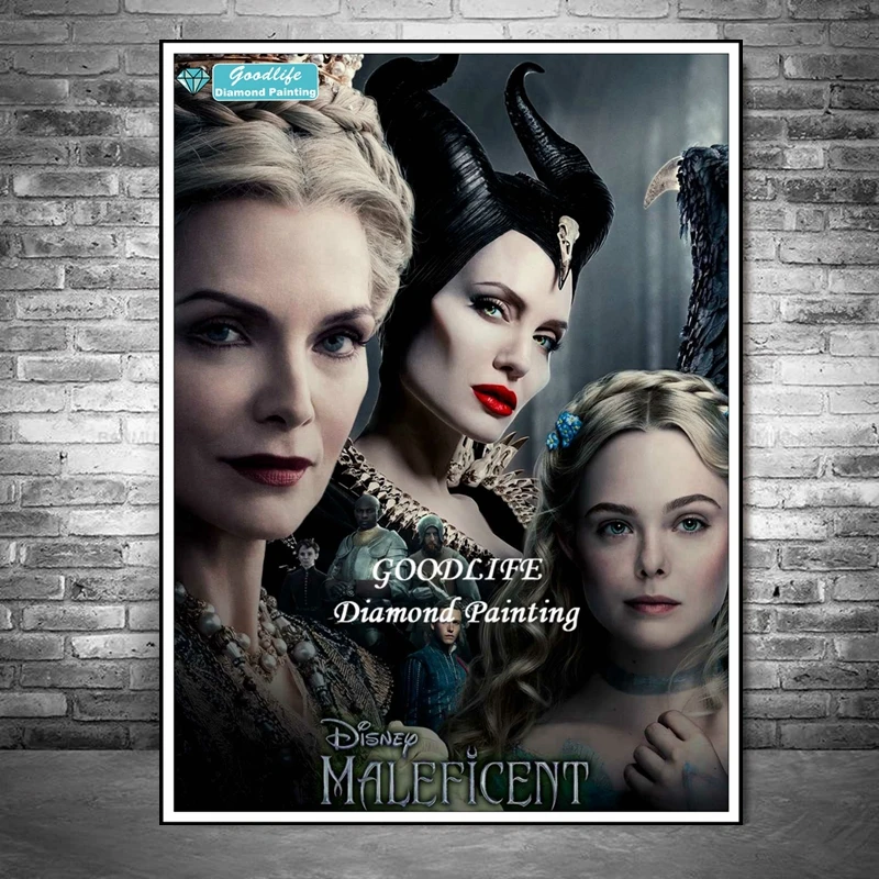 Angelina Jolie Disney Maleficent Diamond Painting Art Darkness Queen Evil Movie Embroidery Cross Stitch Handicraft Gift For Fun