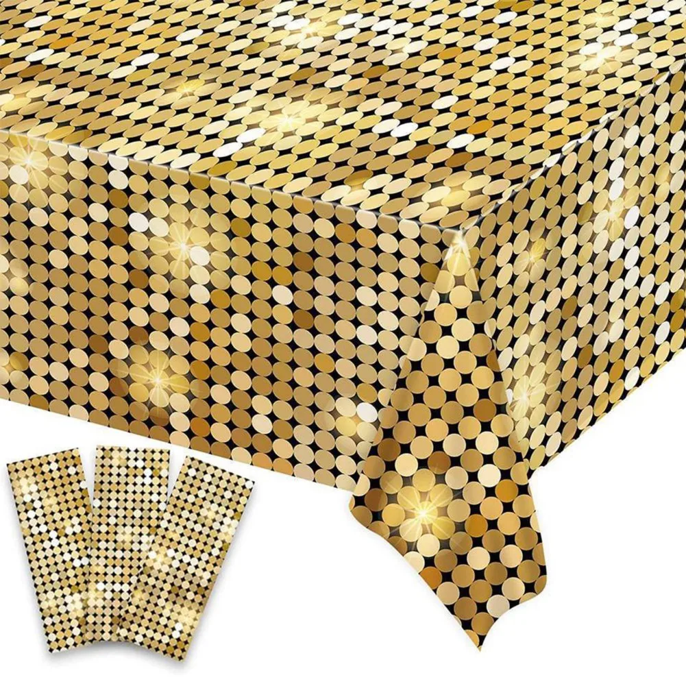 Gold Sequin Tablecloth Wedding Table Cloth Sparkle Sequin Linens Glitter Champagne Table Cloths for Birthday Party Baby Shower