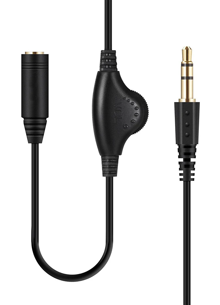 Kabel Ekstensi Audio Jack 3.5 Mm Audio Stereo M/F Kabel Aux Jack 3.5 Mm dengan Kontrol Volume untuk Headphone Earphone