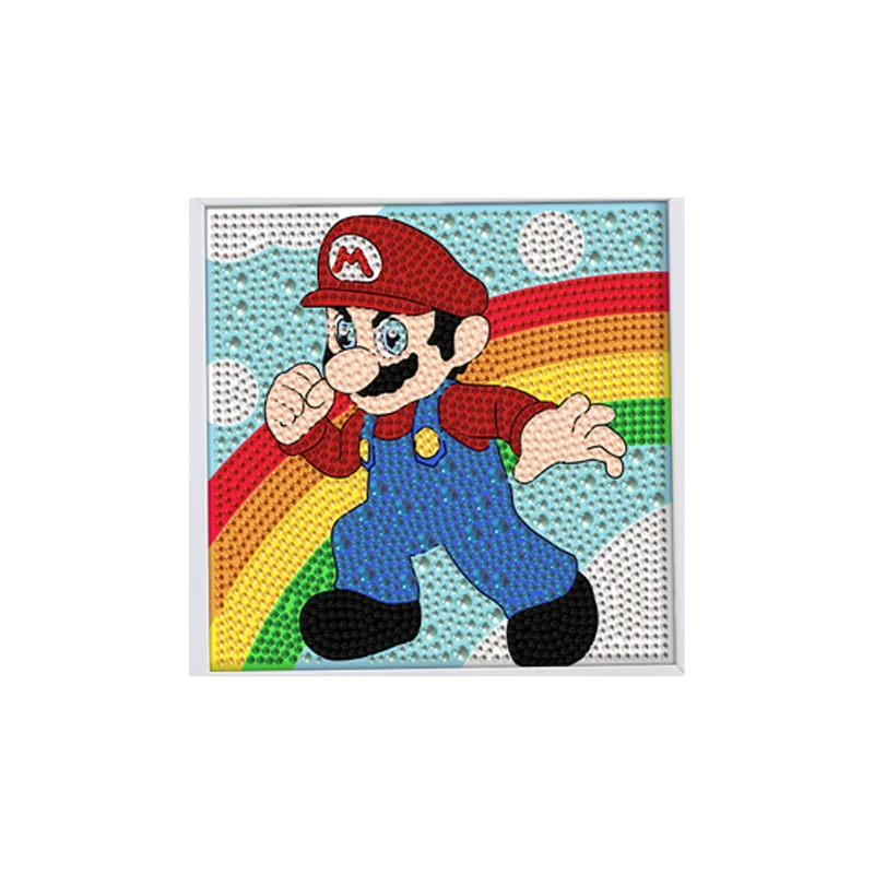 Super Mario kartun anak-anak DIY stiker berlian Seni lukisan stiker modis pribadi mainan kanvas interaktif