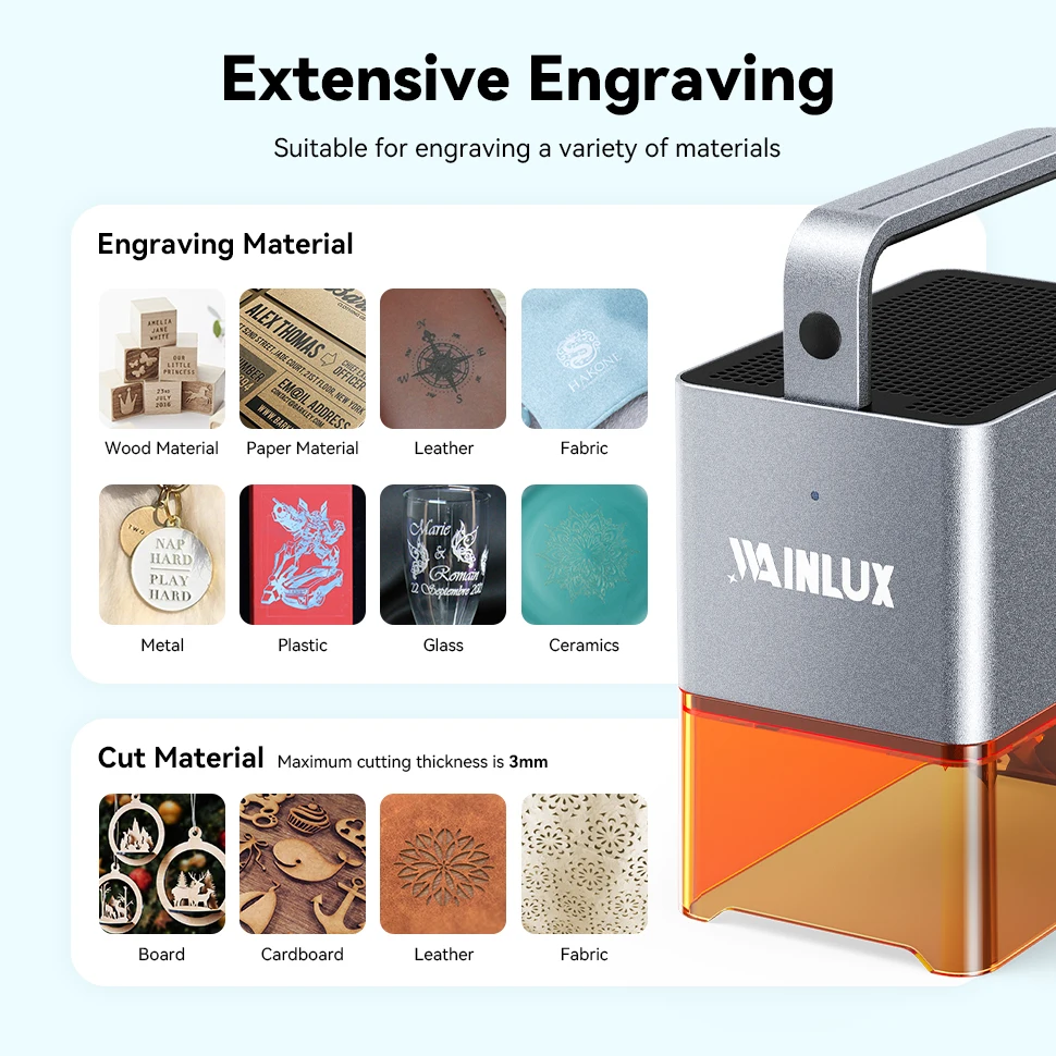 WAINLUX Z4 Handheld Portable Laser Engraver 5W Blue Light Laser Power Support BT Function Wirelss Connection APP Comtrol Offline