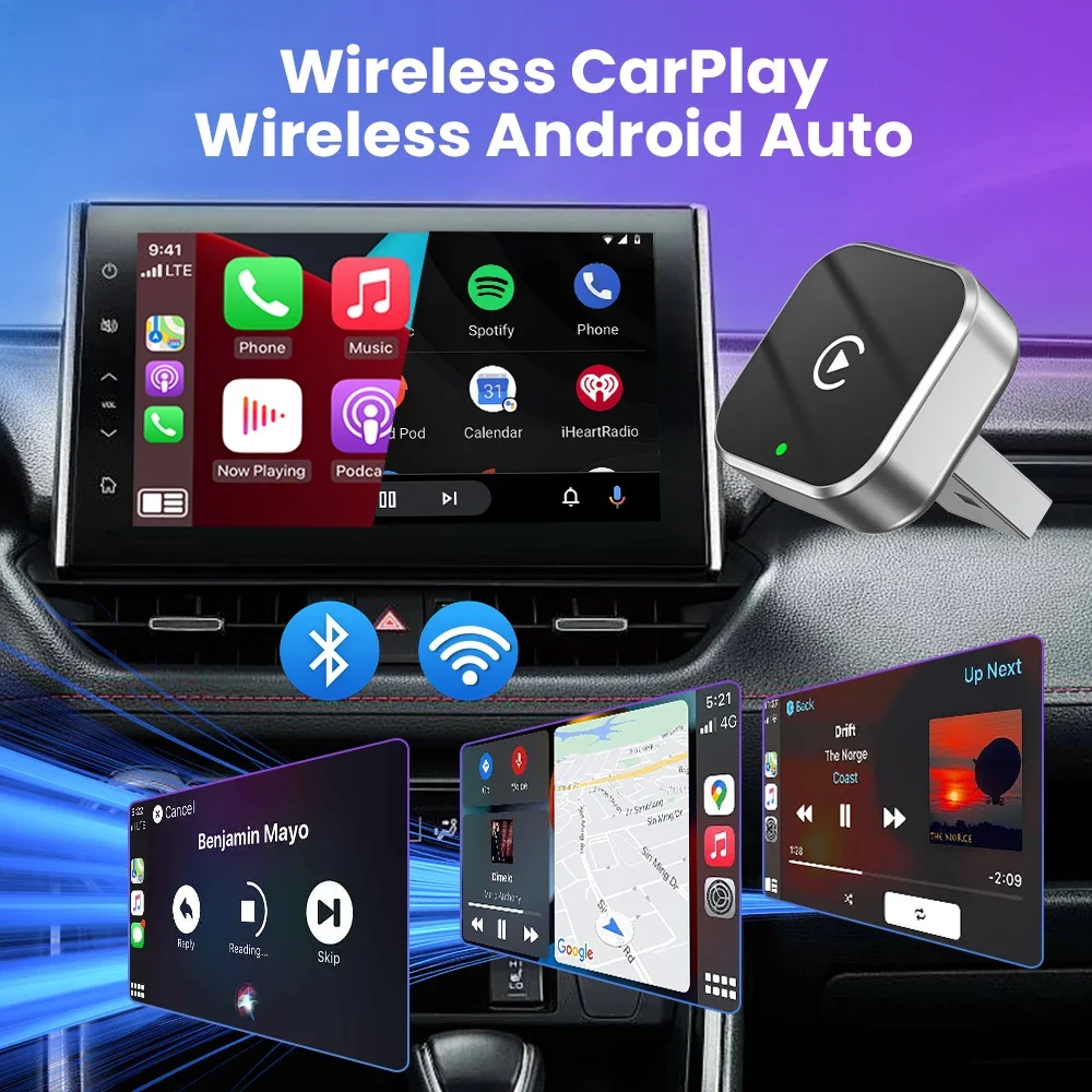 무선 안드로이드 자동 동글 무선 CarPlay 어댑터 2in1 AI 스마트 박스 자동차 지능형 시스템 (르노, 스코다, 현대, 다치아용)