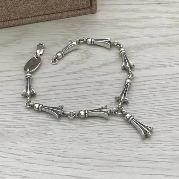 S925 Sterling Silver Bracelet Women's Simple and Personalized Fashion Retro Thai Silver Swallow Festival Bracelet Temperament Co