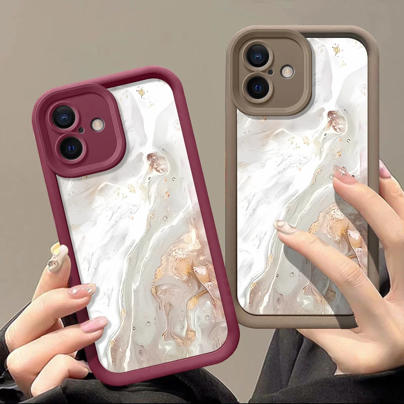Marble Pattern Phone Case For iPhone 17 Air 16e 16 15 14 13 12 Pro Max 15 14 Plus 16 17 Pro 11 Candy Color TPU Soft Cover Fundas