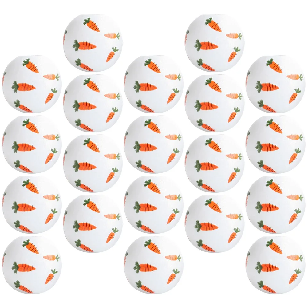 

50Pcs Wooden Beads with Carrot Design Colorful Loose DIY Beads for Crafts Handmade Bracelet Necklace Making Kids Activity