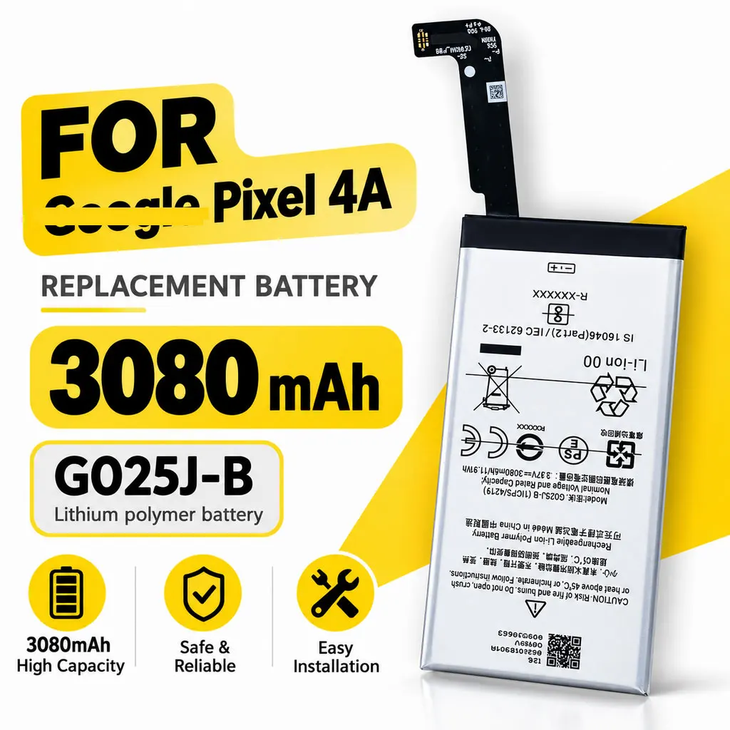 G025J-B 3080mAh Phone Replacement Battery for Google Pixel 4a, Internal Li-ion Battery with Repair Tool Kit Included