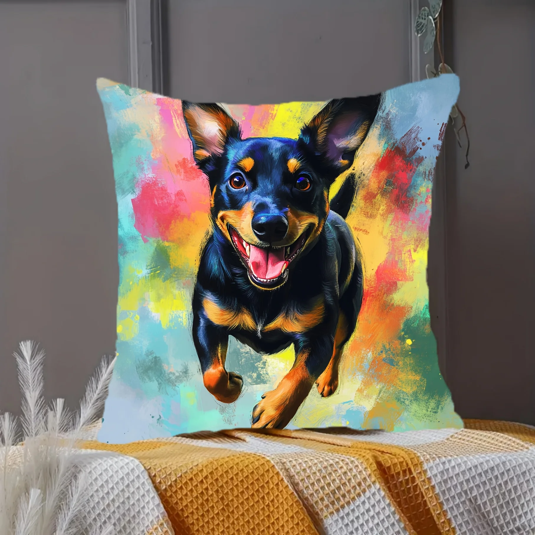 High Quality Dog Art Pillowcase Throw Pillow Cover 40x40cm Abstract Watercolor Dog Lover Home Decor Gift Pet