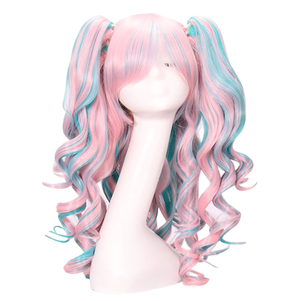 Cosplay Wig 80cm Anime Clip Color Curly Hair Multi-Color European and American Wig Halloween Wig