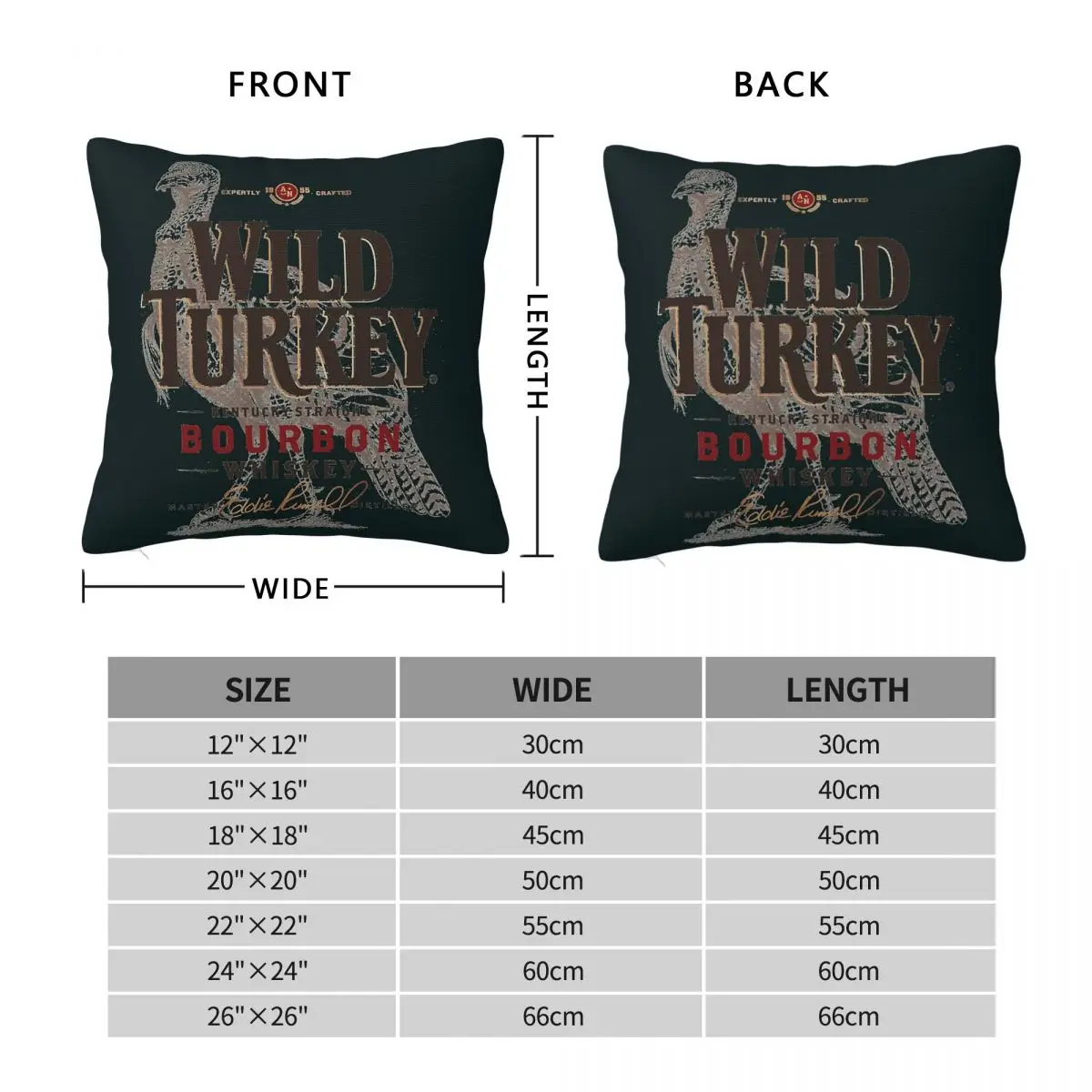 Wild Turkey Bourbon Whiskey Square Pillowcase Polyester Linen Velvet Creative Zip Decor Pillow Case Home Cushion Cover