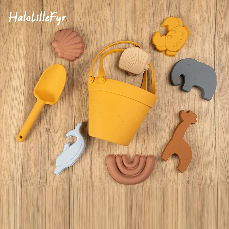 

Baby Soft Silicone Beach Toys Summer Kid Sand Bucket and Shovel Cute Animal Model Sandbox Accessories for Children Bath Swim Toy