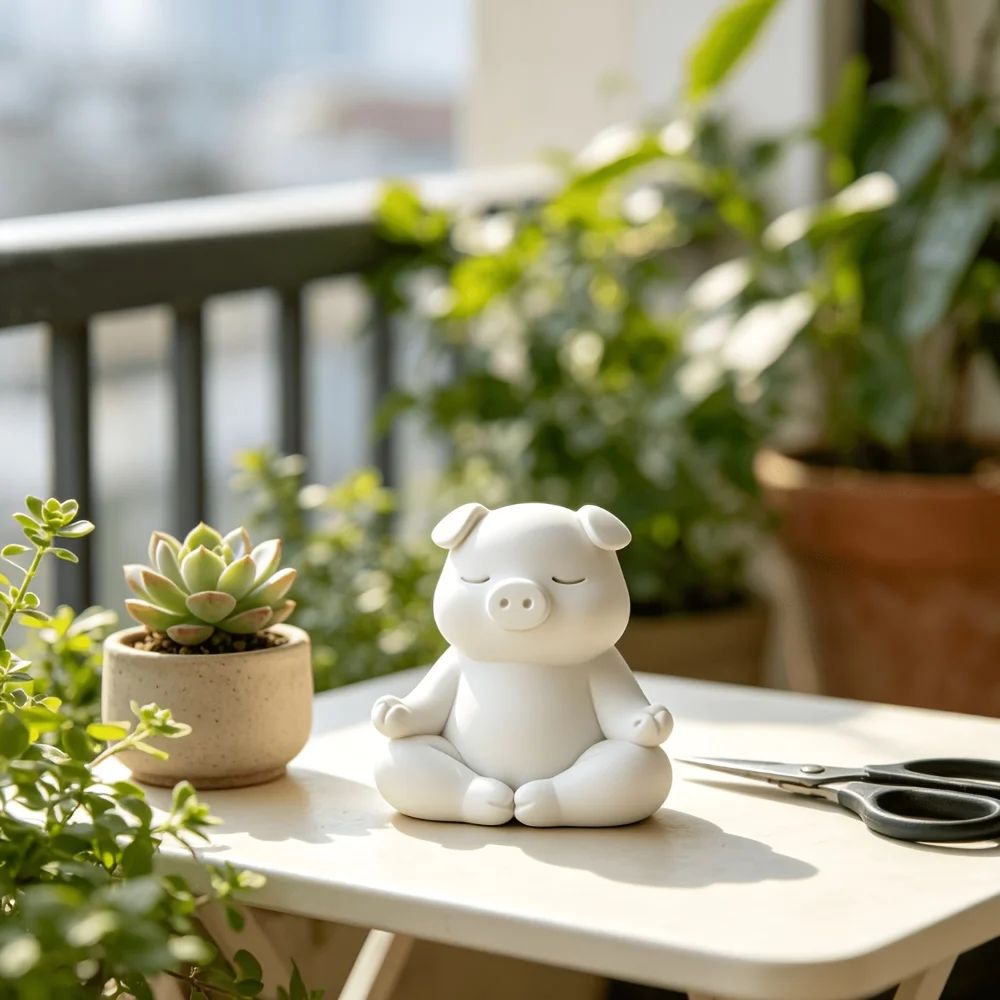 1/2 Piece Set of Meditation Pig Figurines, Healing Desktop Ornaments for Quiet Meditation, Cute Pet Decorations for Study Room Bookshelves, Small Collectibles, Gifts for Friends, Christmas and Halloween Gifts