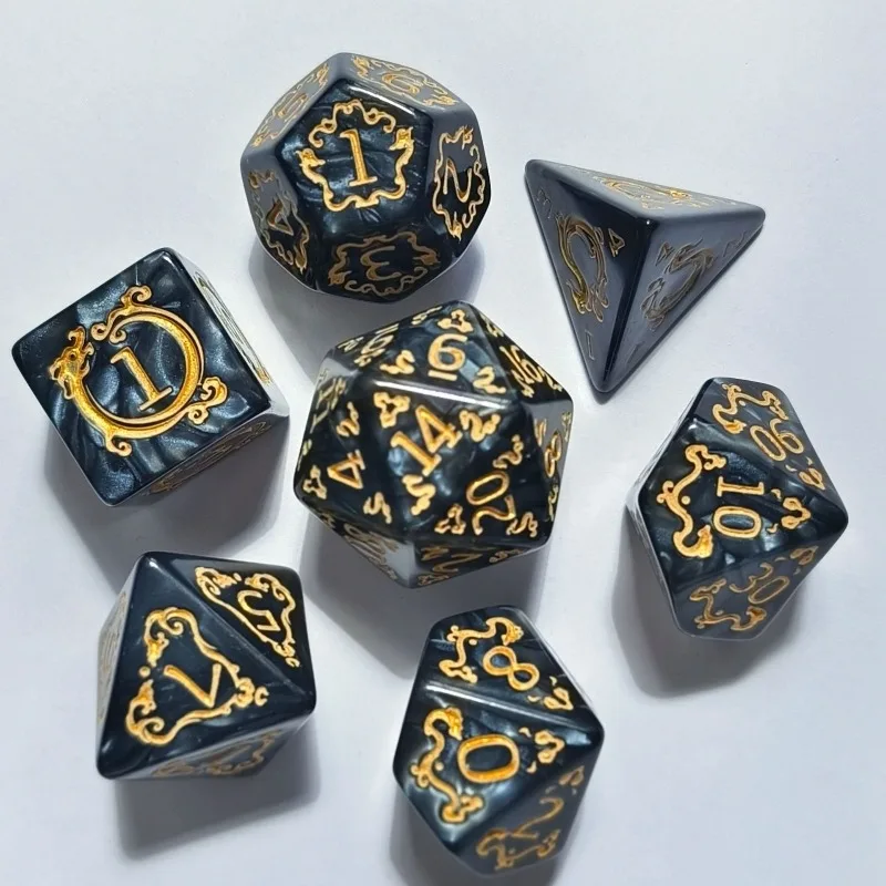 7Pcs Dragon Pattern Polyhedral DND Dice Set For D&D TRPG Role Playing Board Game Entertainment Gift Accessories view 4