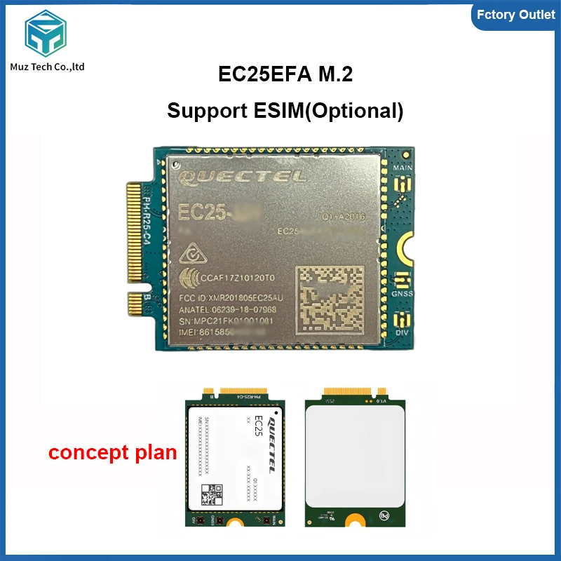 Quectel EC25 EC25EFA M.2 Support ESIM(Optional) LTE CAT4 Module 4G+GNSS EC25EFA-512-STD for Europe/Middle East/Africa/Thailand ﻿