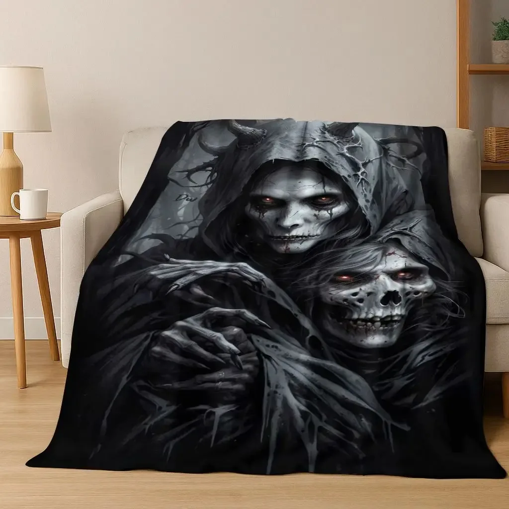 Terrifying Ghost Spirit Apparition Specter Skull Gothic Flannel Blanket,Cozy Soft Throw Blanket for Home Bedroom Bed Sofa Cover