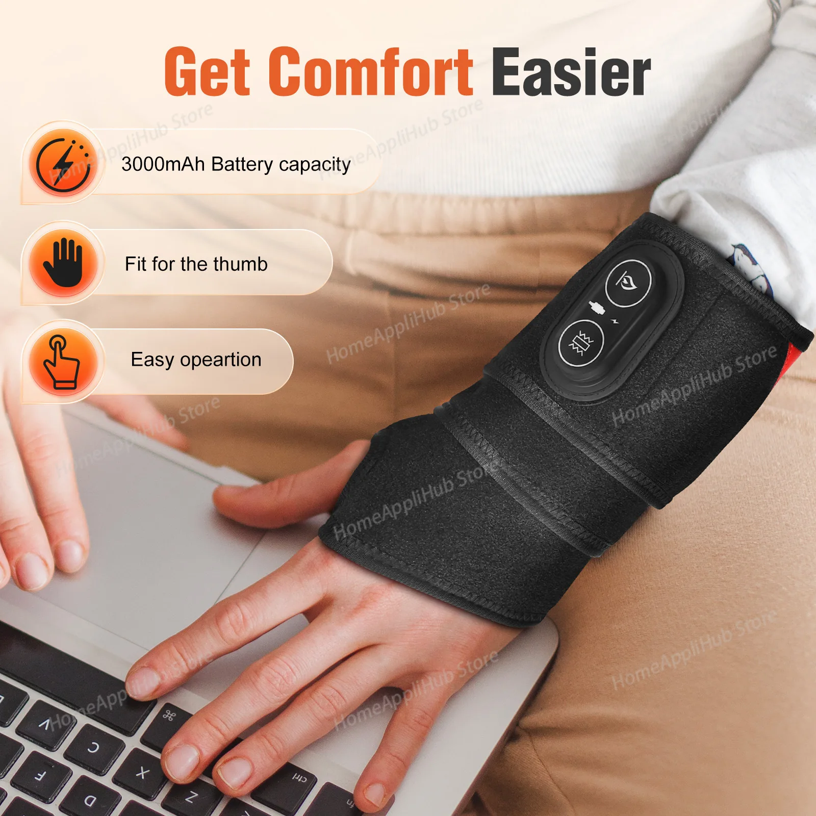 Electric Heating Wrist Guard 3 Levels Hot Compress Massage Wrist Brace Ankle Wrap Hand Foot Protector Rechargeable Wristband