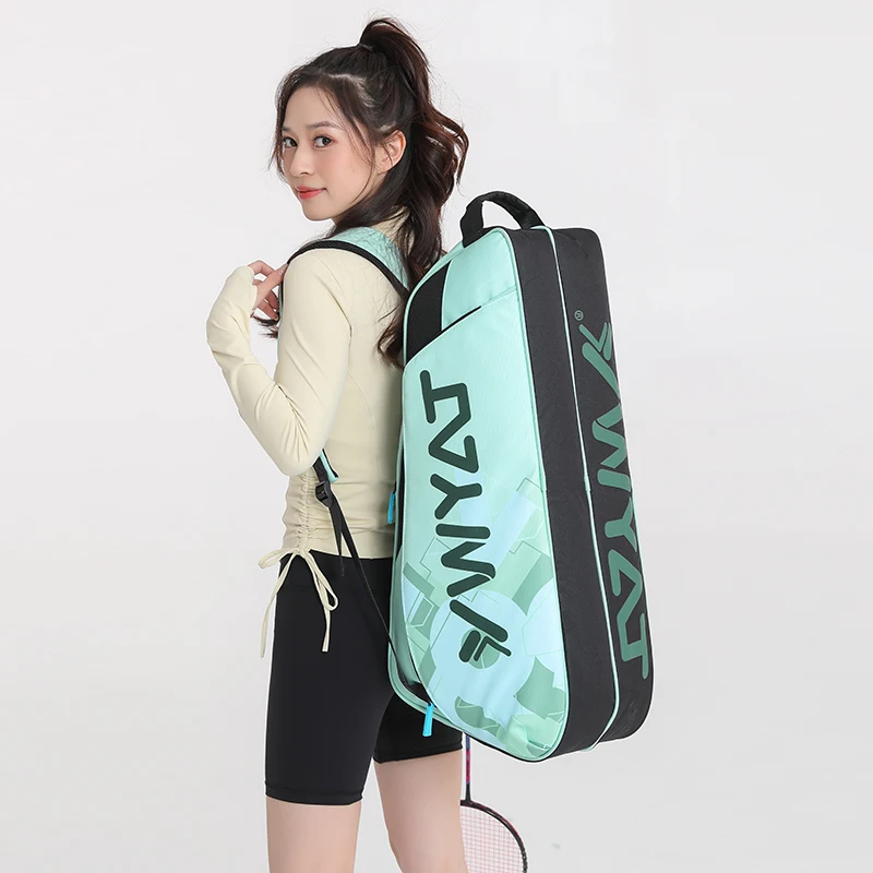 YWYAT Oryginalna torba do badmintona na 6 rakiet do badmintona Duża pojemność Podwójna komora Torby sportowe Torba tenisowa Torba do squasha
