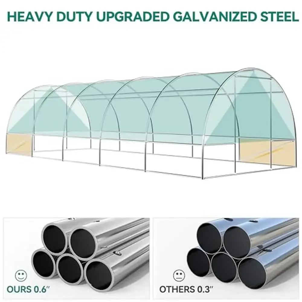 Large Greenhouse Walk in Greenhouse Tunnel Greenhouse Outdoor Gardening PE Fabric Galvanized Frame Double Zipper Doors Windproof