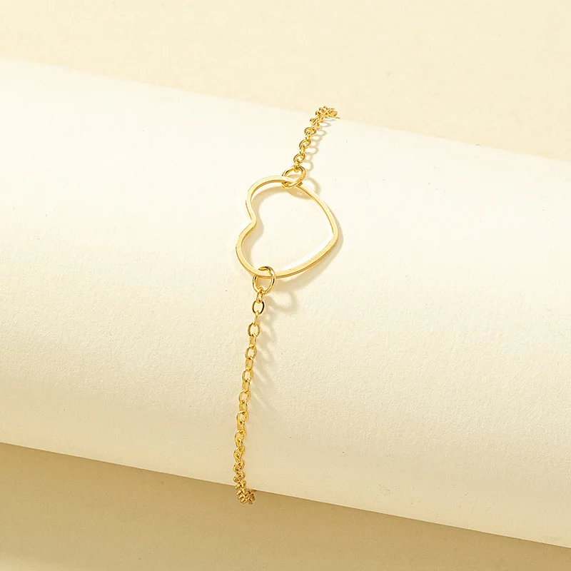 Simple Gold Color Hollow Heart Bracelet Bangles for Women Trend Adjustable Charm Bracelets Wedding Trend Jewelry Gift