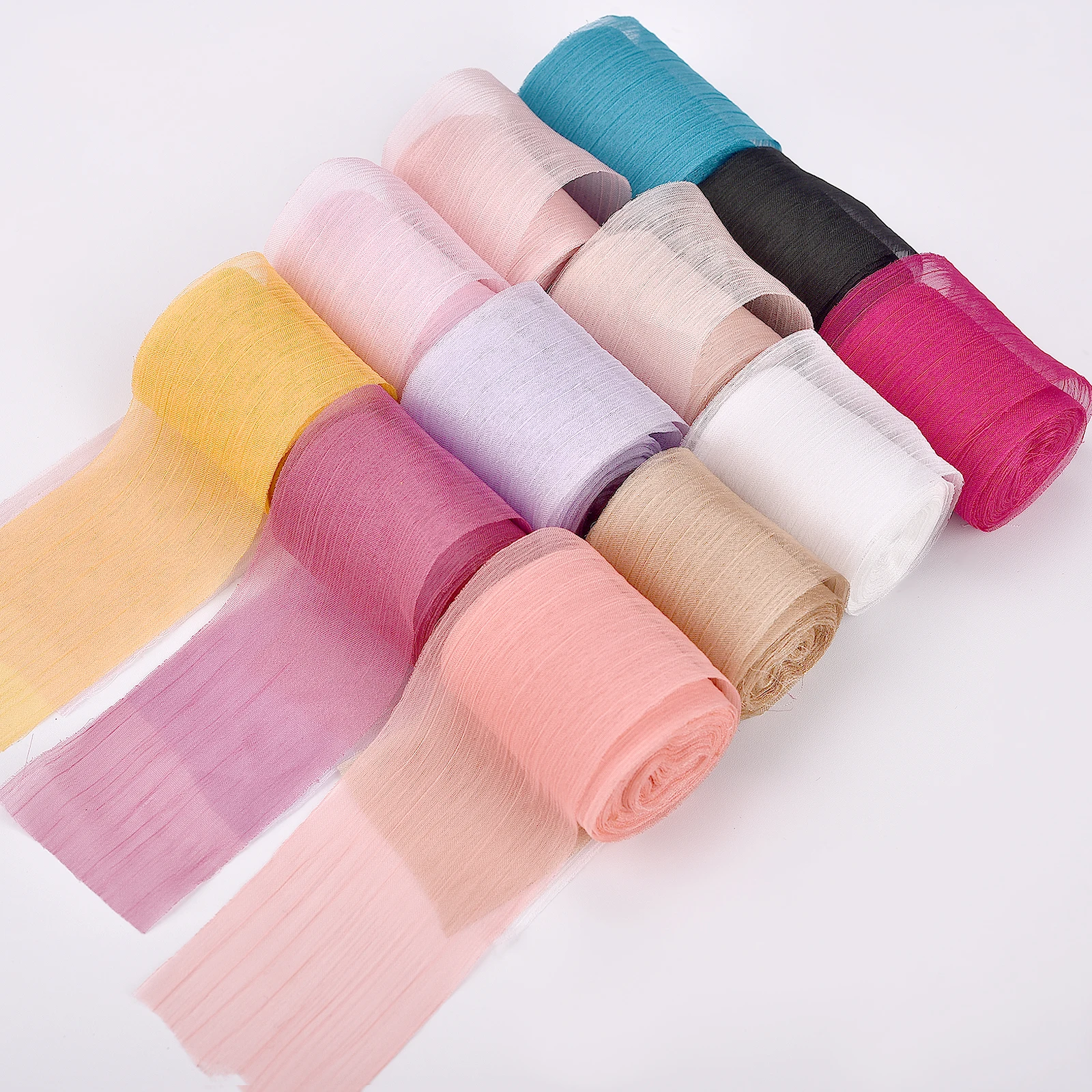 5yard Organza Ribbon Straight Grain Crepe DIY Wedding Invitation Bouquet Packaging Gift Wrapping Decoration Sewing Fabric Gift