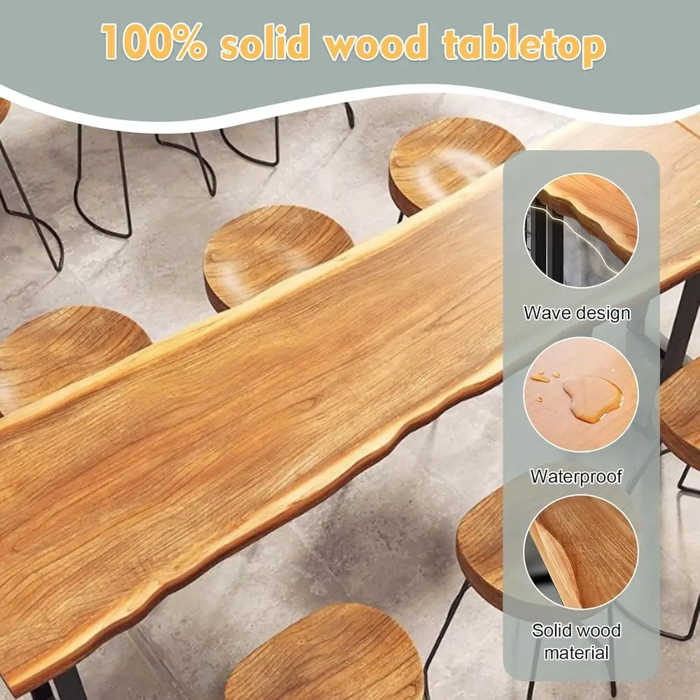 Rectangle Counter Height Dining Table, 47.2 Tall Bistro Table, Wooden Pub Table with Sturdy Legs for Home and Restaurant Use