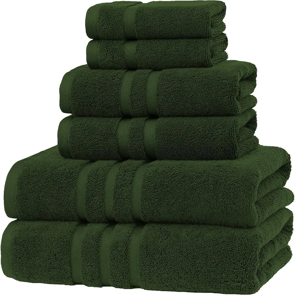 Luxury Turkish Cotton Bath Towel Set 6 Pieces Soft Absorbent Durable Double Stitched Spa Bathroom Use Machine Washable OEKO-TEX