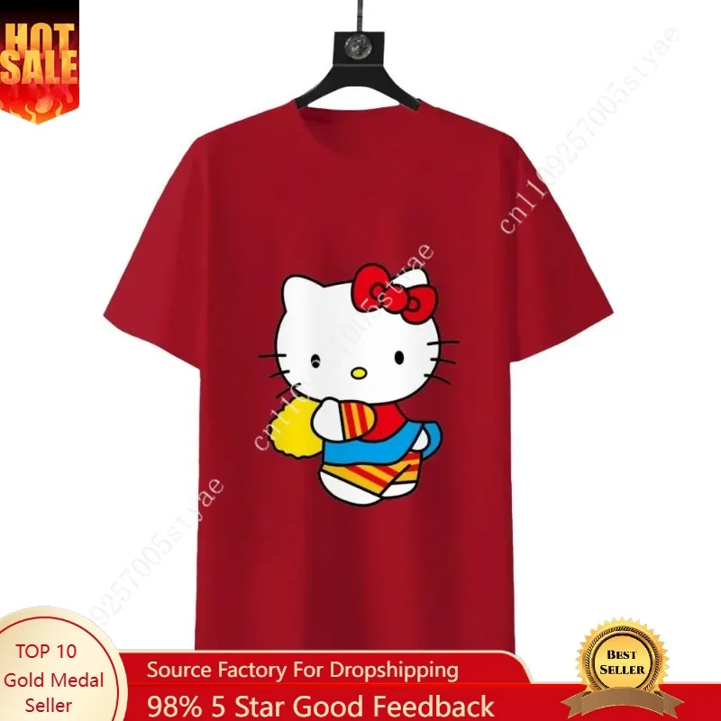 

SHANRIO Cheerleading Hello Kitty Unisex Tee - Red T-Shirt with Hello Kitty Graphic Design for Unisex Wear Featuring a Colorful B