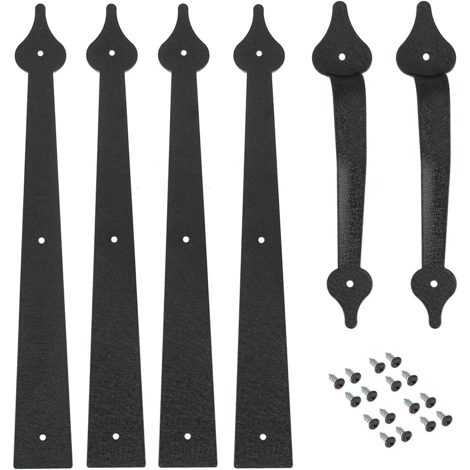 Decorative Garage Door Hinges Handles, Faux Garage Door Accents, Metal Handles Hinges Hardware Kit, Screw Mounted, Black,  Style