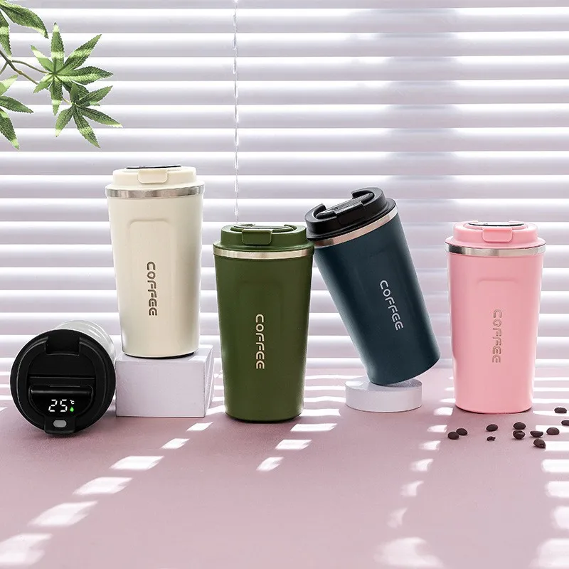 Intelligent Display Temperature Thermo Cafe Car for Tea Water Coffee Leak_Proof Travel Cup Coffee Mug 380/510ML Stainless Steel