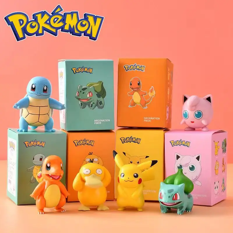 Pokemon Anime Figures Cartoon Yamper Wooloo Abra Gengar Pikachus Rowlet Treecko Pika Pokemon Action Figure Model Toys Kids Gifts