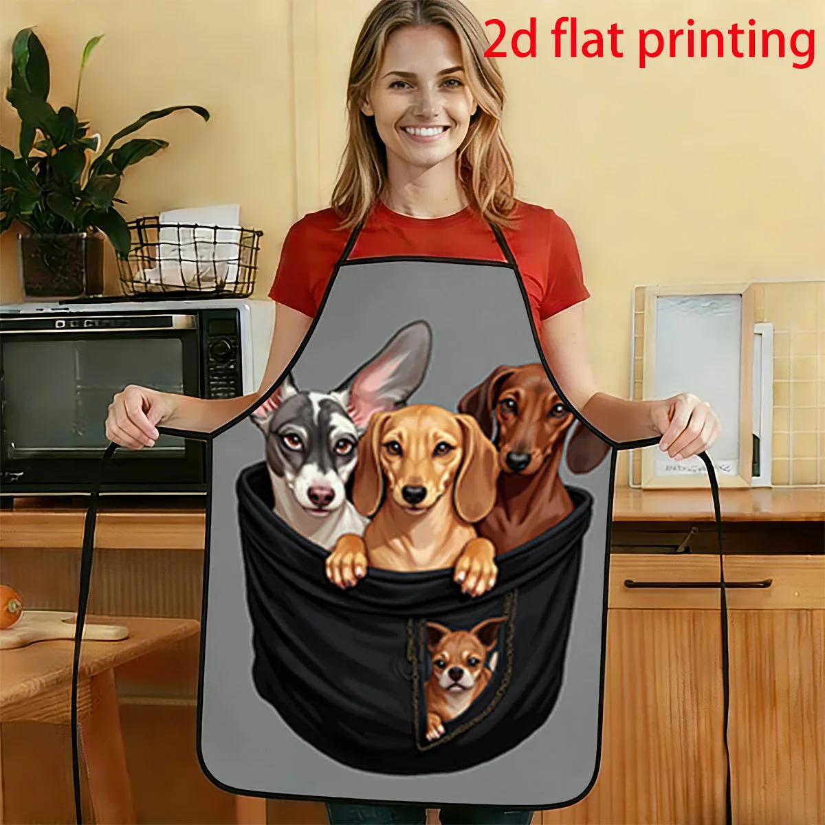 Cute Dog Portrait Apron Kitchen Apron for Cooking Baking BBQ Picnic Gift for Dog Lovers
