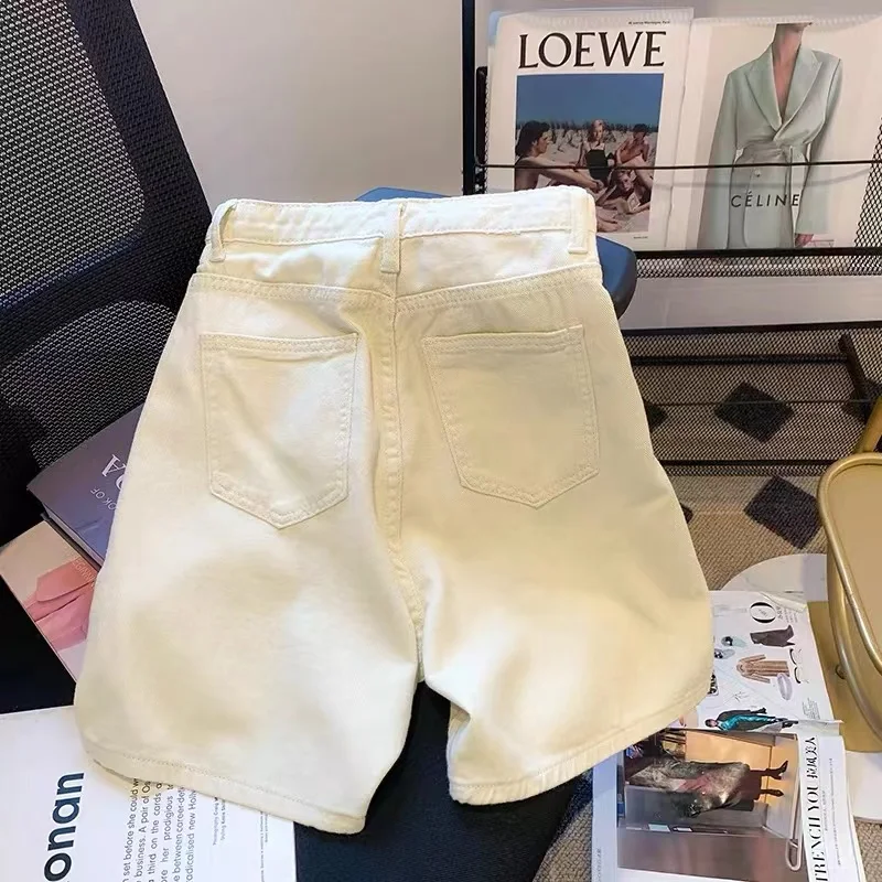 Women's White Y2k Knee Length Shorts Vintage Harajuku Shorts 90s Aesthetic High Waist Short Pants Emo 2000s Clothes Summer 2025