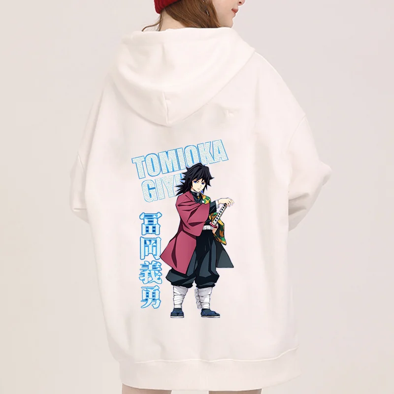 Demon Slayer Tomioka Giyuu Japan Anime Printed felpe con cappuccio da donna Plus Size felpe Pullover a maniche lunghe da donna