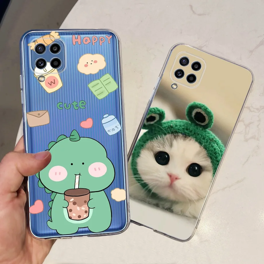 Cover for Samsung M32 4G M32 5G Phone Case Soft Silicone Protective Capa for Samsung Galaxy M32 M 32 Cases Funda Love Heart Cat