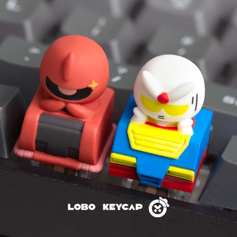 LOBO Chibi Gundam Zaku Artisan Custom Resin Translucent Keycap For Mechanical Keyboard Anime Gaming Personalized Keycap