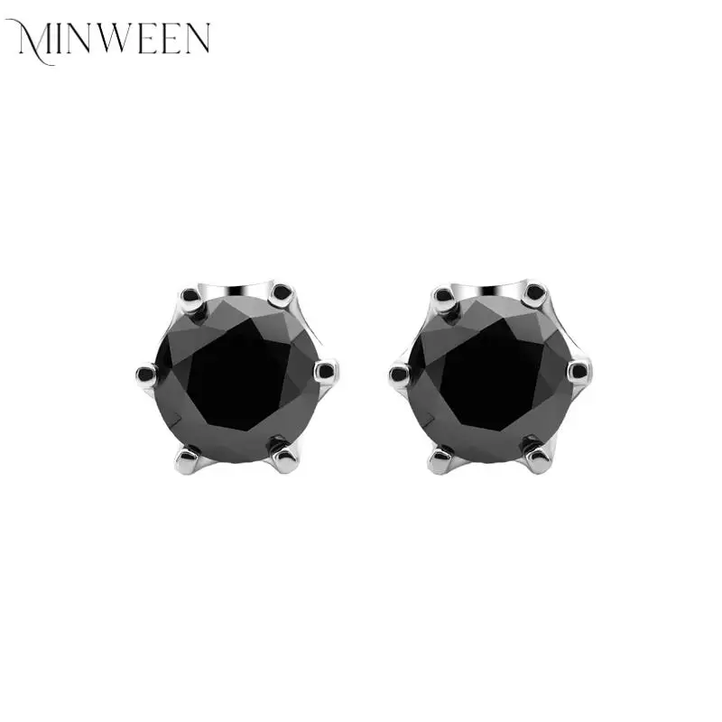 MIWEEN 0.5/1CT Certified Screw Thread Moissanite Stud Earrings for Women Black Stone S925 Sterling Silver Jewelry Wholesale