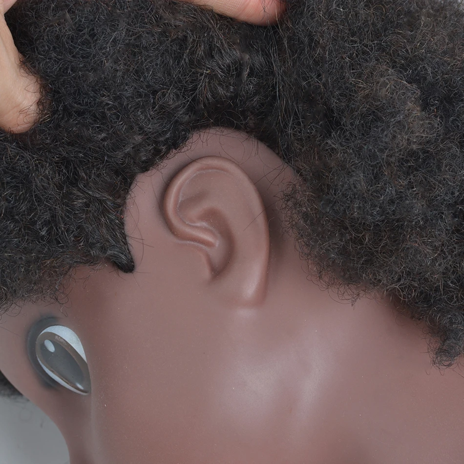 Африканская голова манекена со 100% человеческими волосами, вьющиеся волосы, красивая голова манекена с подставкой для практики плетения волос