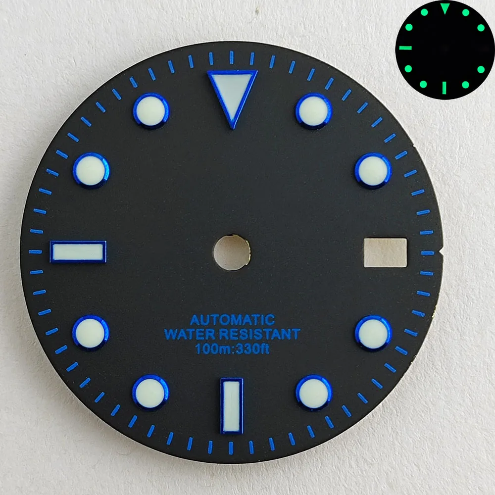 قرص ساعة 29 ملم NH35 قرص أخضر مضيء لملحقات ساعة الحركة الميكانيكية الأوتوماتيكية NH35
