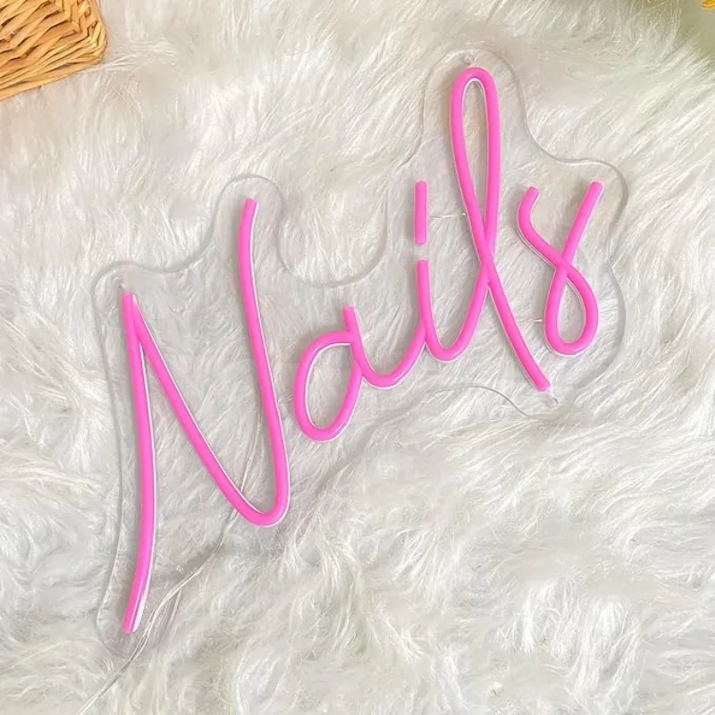 Custom Nails Neon Sign LED Light Signs for Nail Salon Beauty Room Wall Decor USB Neon Lights Room Decor Aesthetic Store Decor