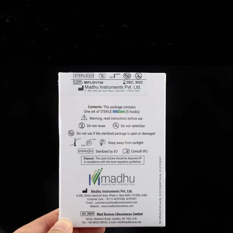 นําเข้ากล้องจุลทรรศน์จักษุเครื่องมือเครื่องมือ iris retractor 5 ชิ้น/กล่อง